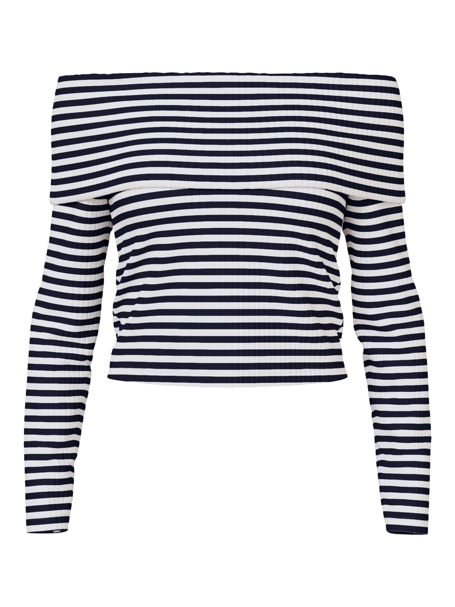 Pieces Laya LS Off Shoulder Top Bright White/Black Online nu