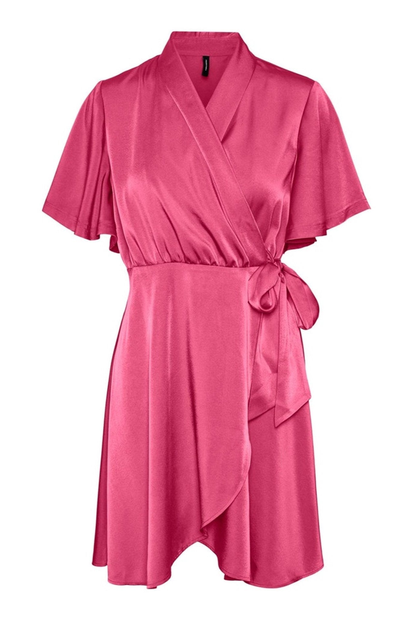 Amelia Wrap Dress - Hot Pink på udsalg