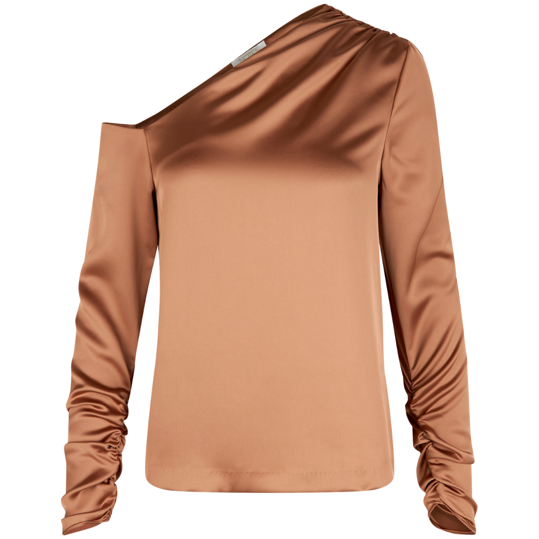 Notes Du Nord Frances Drape Bluse Mocha Mousse Udsalg