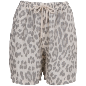 Black Colour Melina Linen Shorts Natural Leo