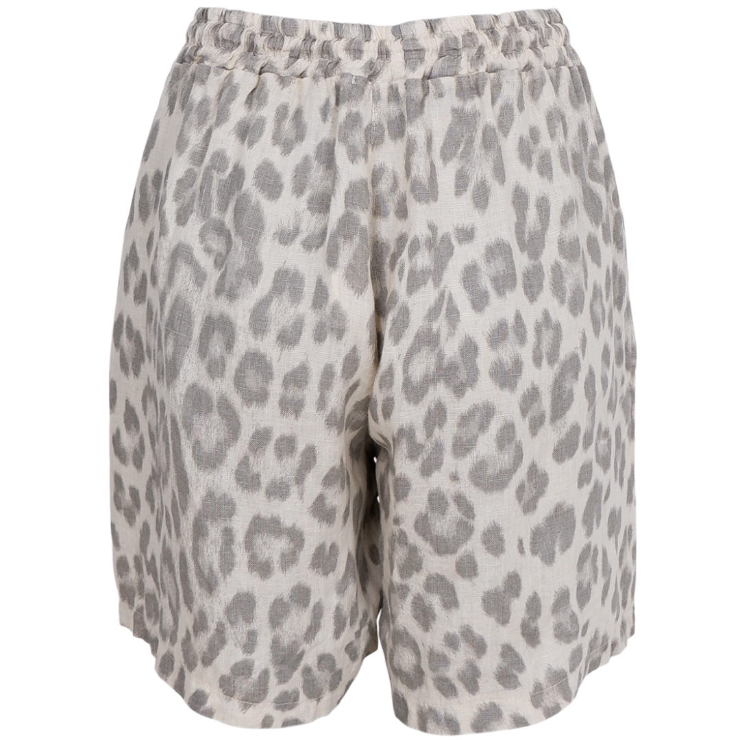 Black Colour Melina Linen Shorts Natural Leo