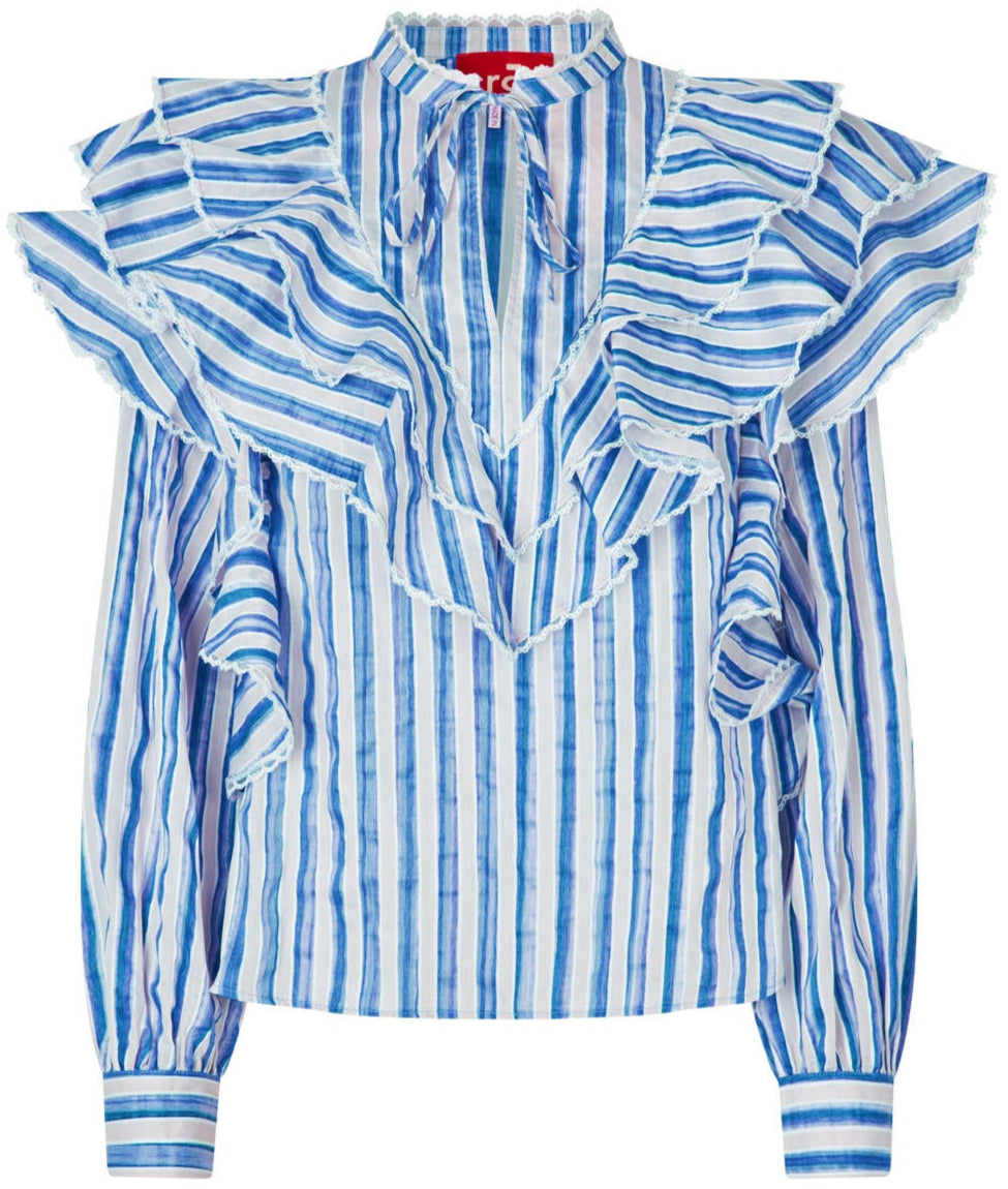 Cras Sylvia Bluse Blue Stripe