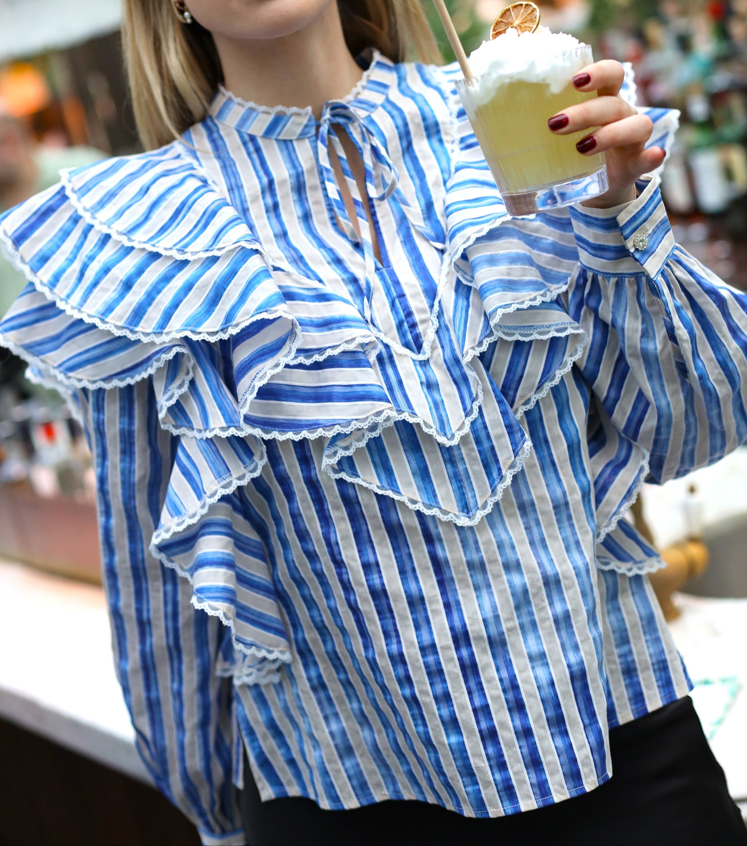 Cras Sylvia Bluse Blue Stripe