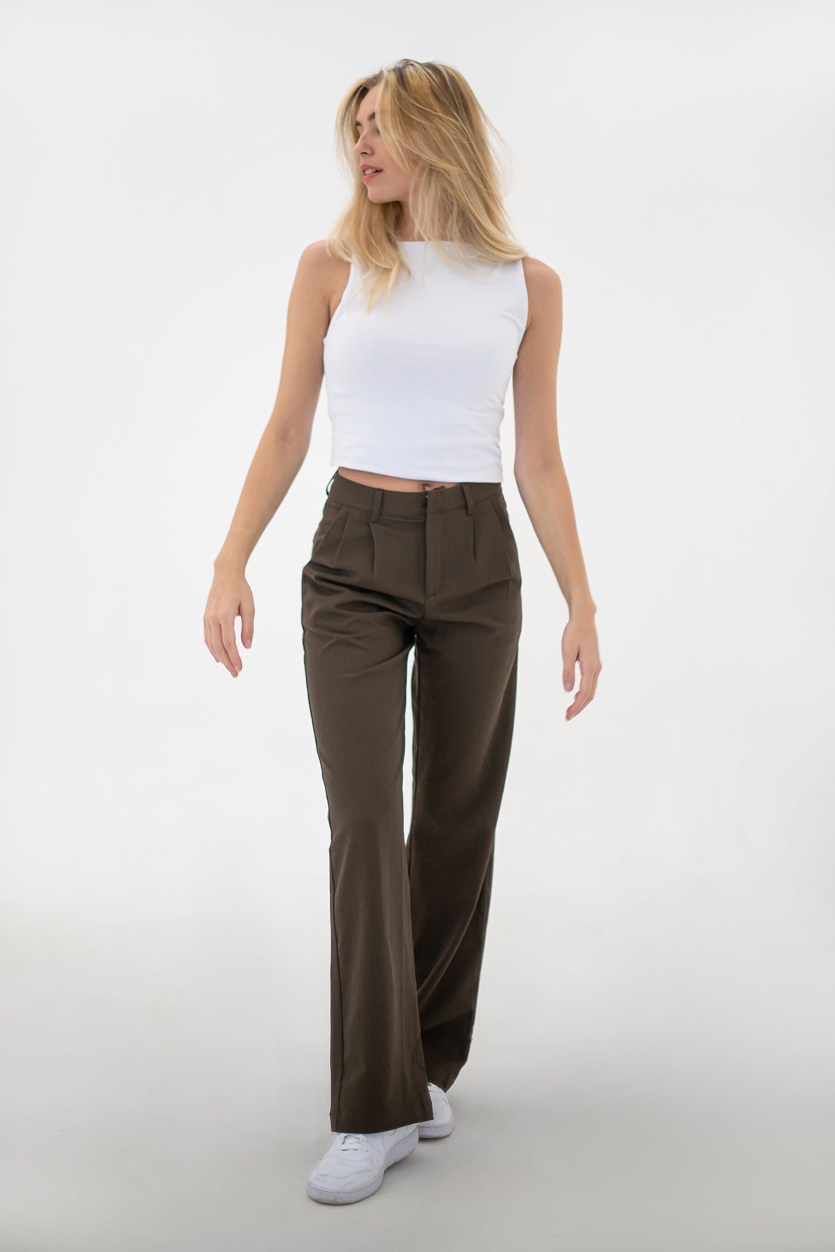 Staple pants - dark brown på udsalg