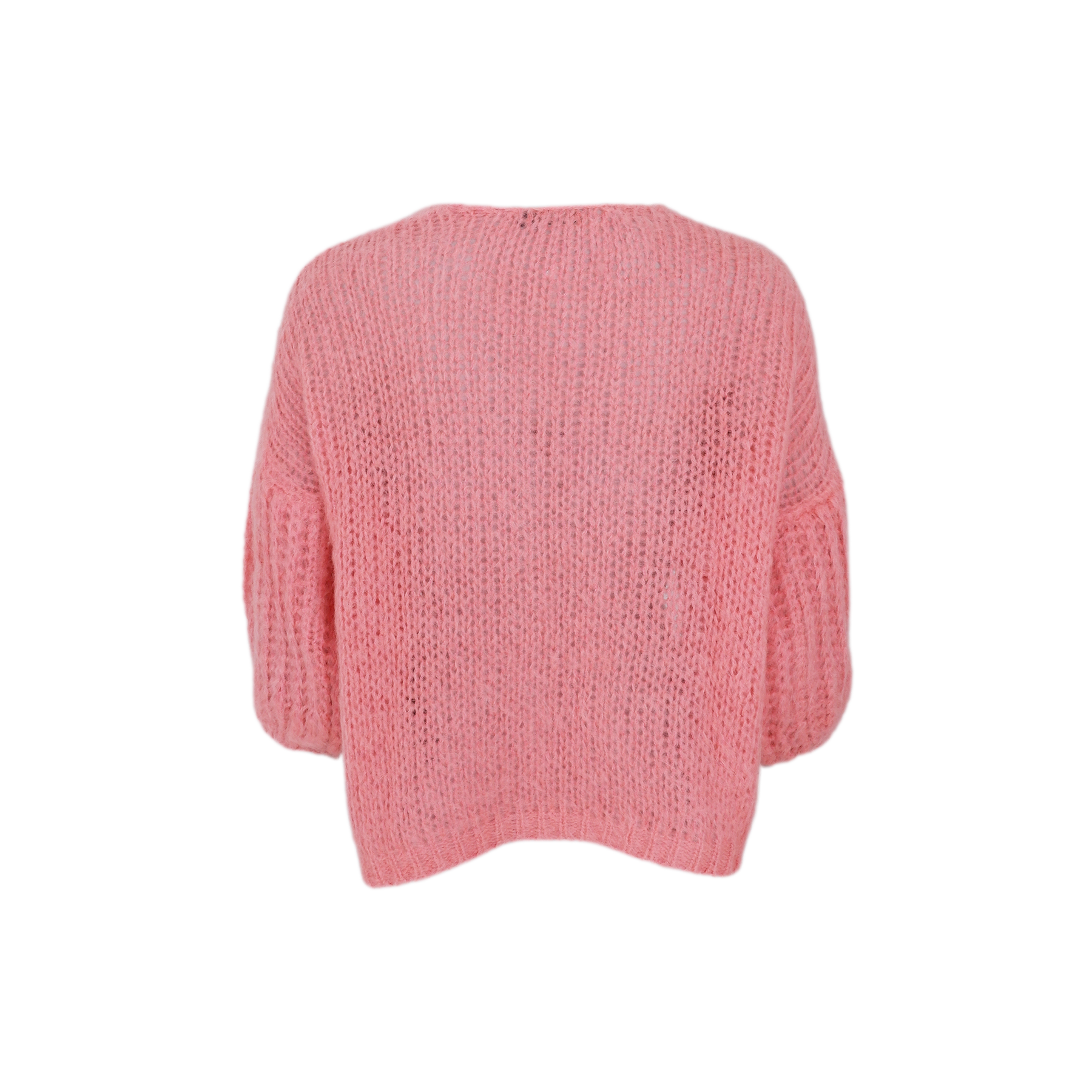 Black Colour Casey Puff Sleeve Cardigan Candy Coral