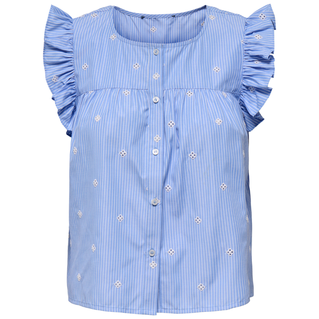Only Amanda SL Emb Top Coronet Blue/White