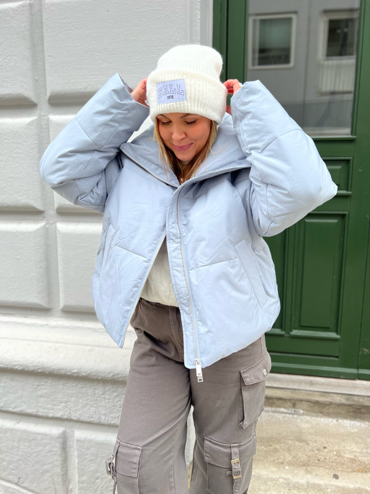 Gestuz Gaita Short Puffer Jakke Grey Blue