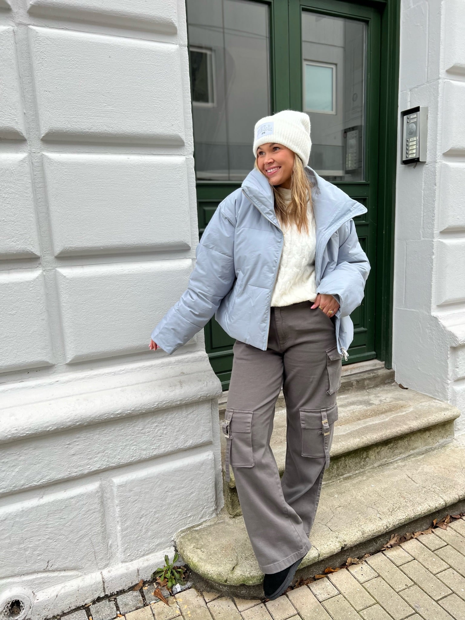 Gestuz Gaita Short Puffer Jakke Grey Blue