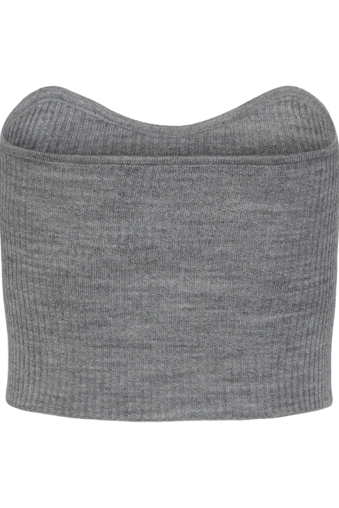 Angie Knit Tube Top - Light Grey Melange