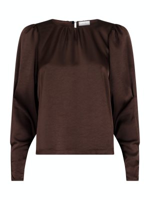 Neo Noir Camma Heavy Sateen Bluse Dark Brown Hot på udsalg