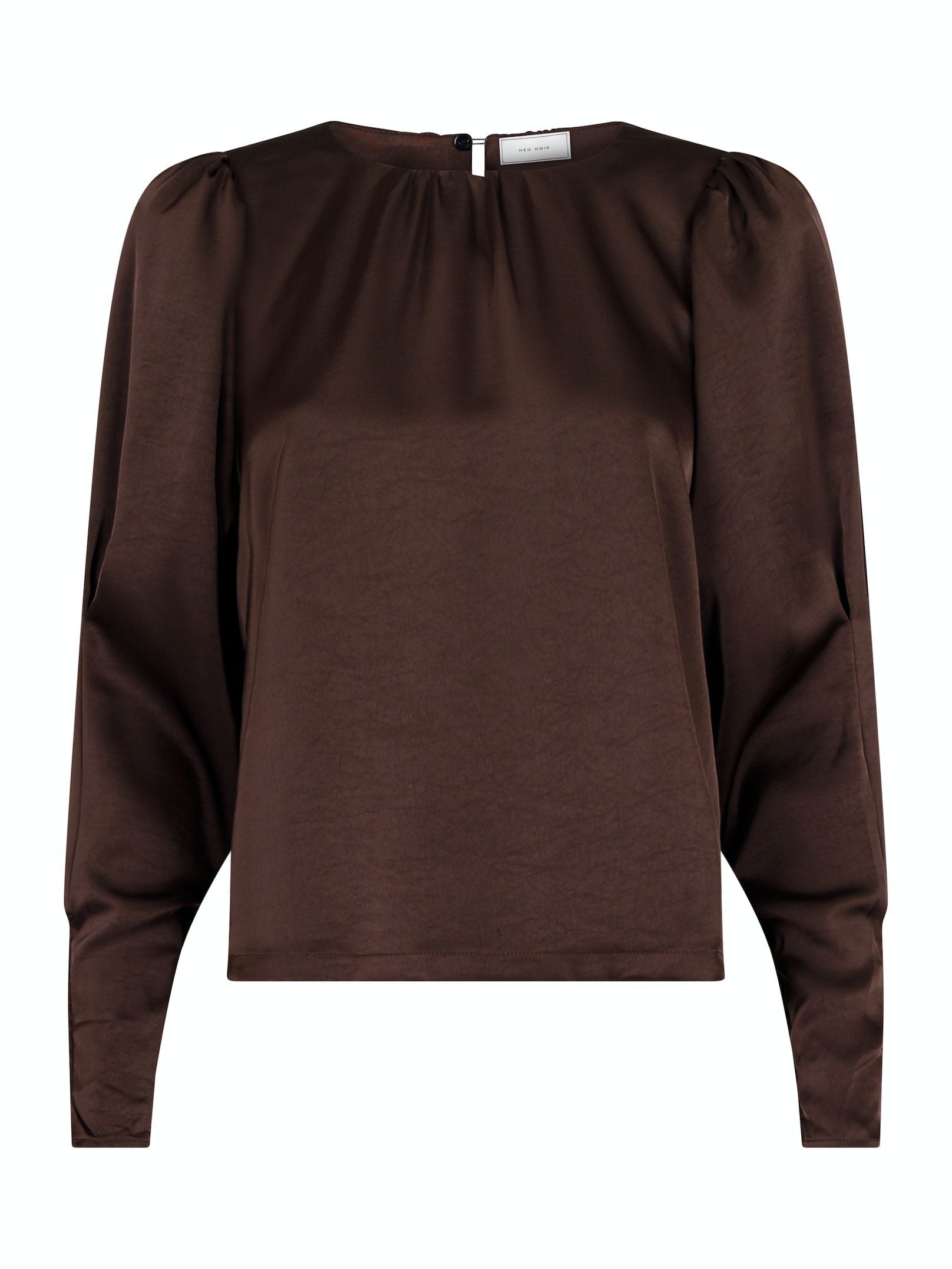 Neo Noir Camma Heavy Sateen Bluse Dark Brown Hot på udsalg