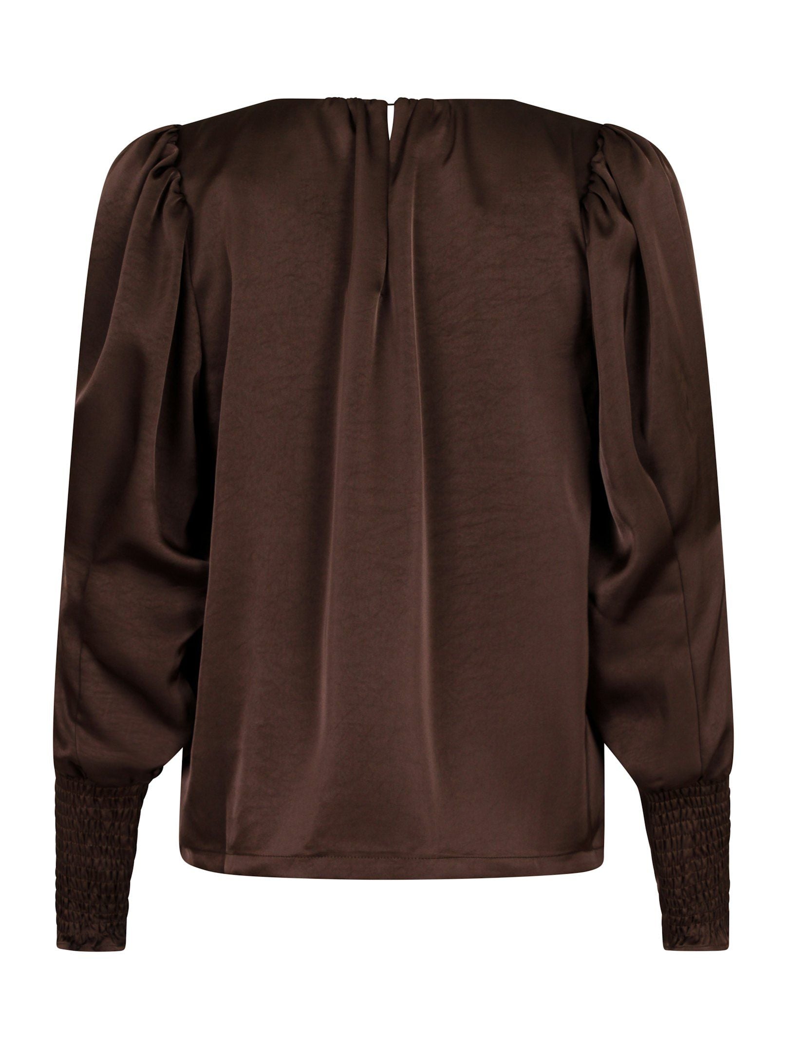 Neo Noir Camma Heavy Sateen Bluse Dark Brown Hot på udsalg