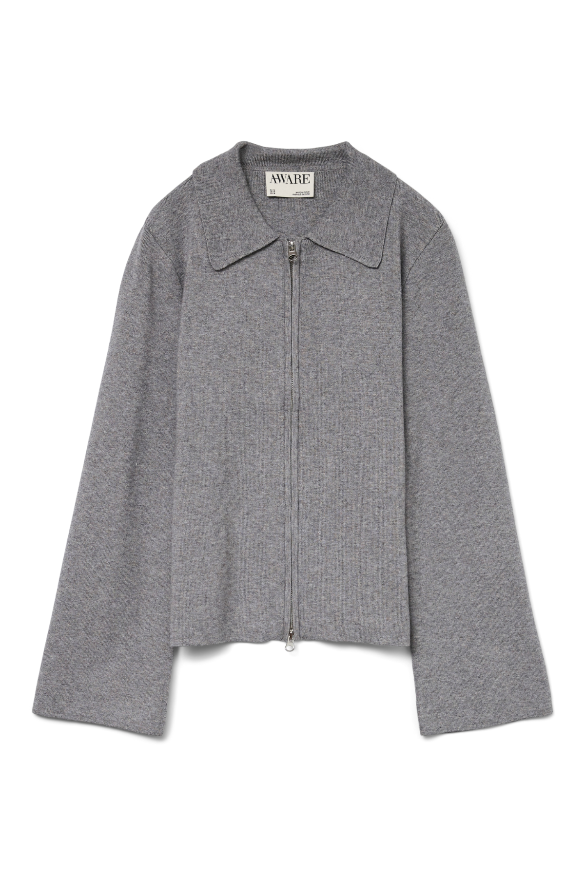 Hanna LS Strikket Cardigan - Mellemgrå Melange