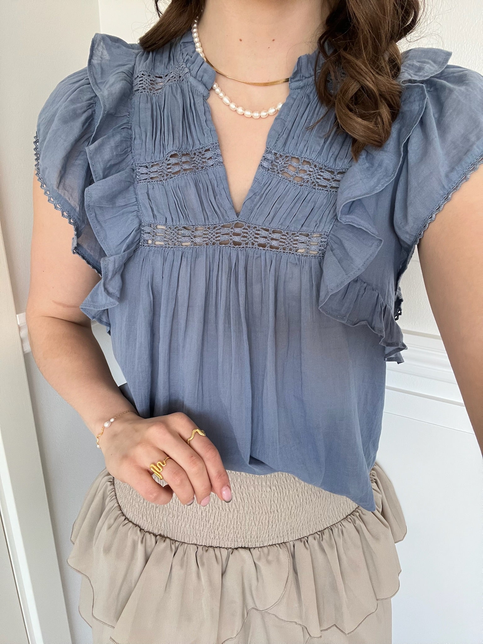 Neo Noir Jayla S Voile Top Smoke Blue NOS25 (Forudbestiling lev. maj)