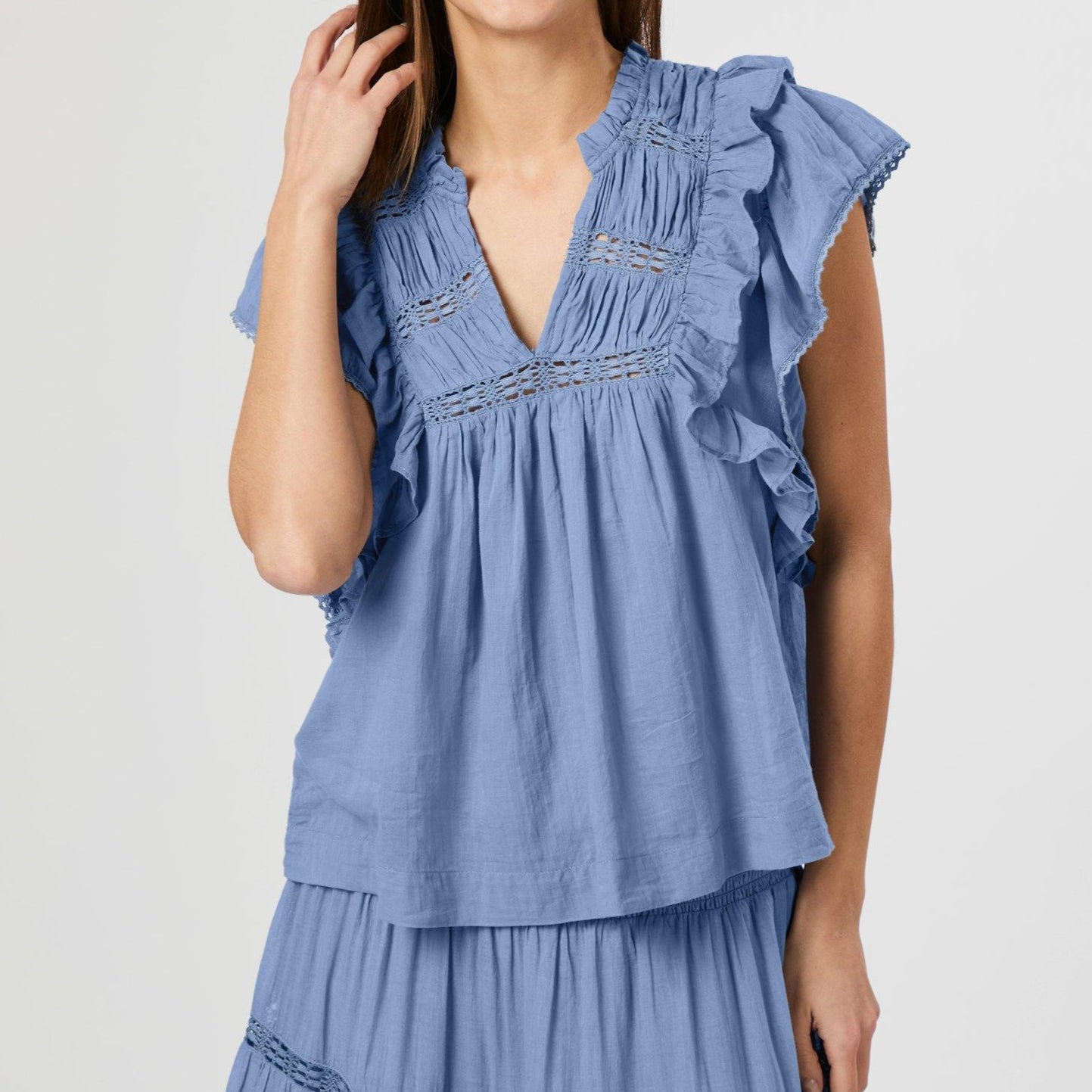 Neo Noir Jayla S Voile Top Smoke Blue NOS25 (Forudbestiling lev. maj)