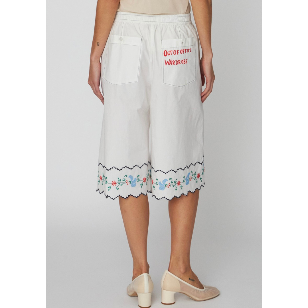 Stella Nova Coloured Embroidered Oversized Shorts Off White