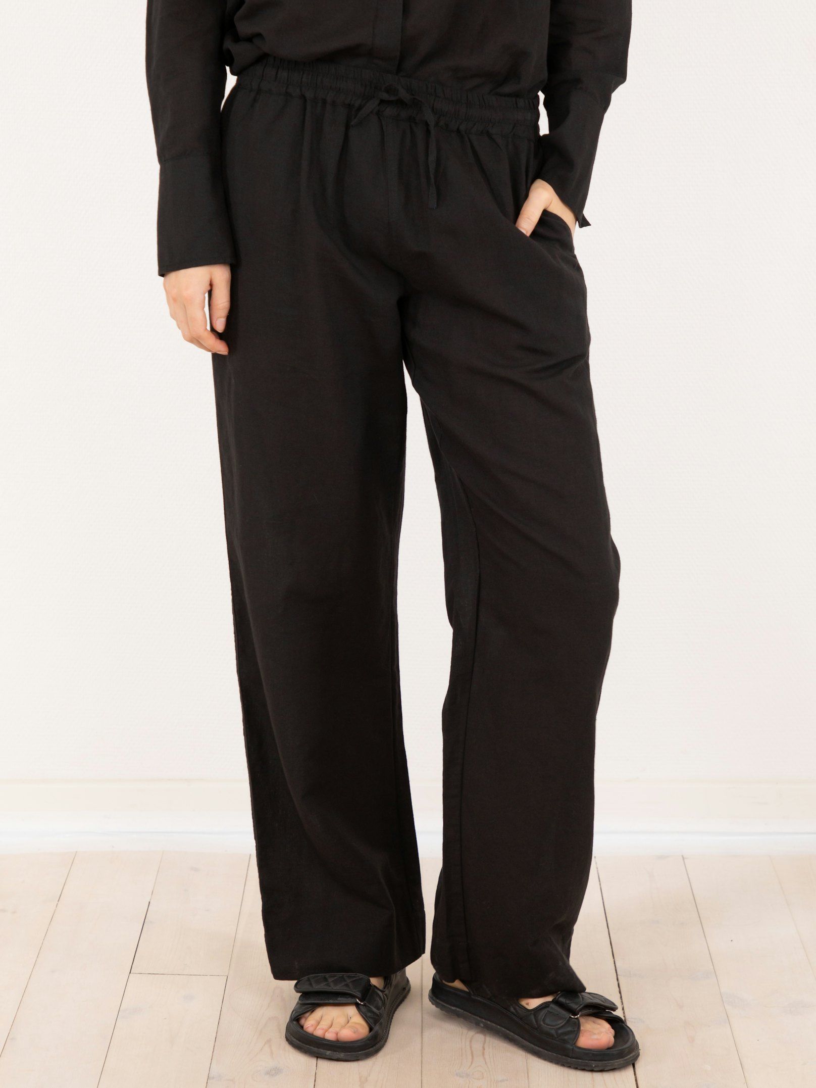 Neo Noir Sonar Linen Bukser NOS25 Black