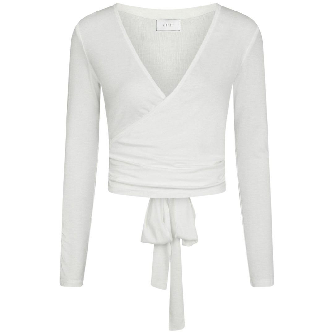 Neo Noir Nia Jersey Wrap Bluse White Online salg