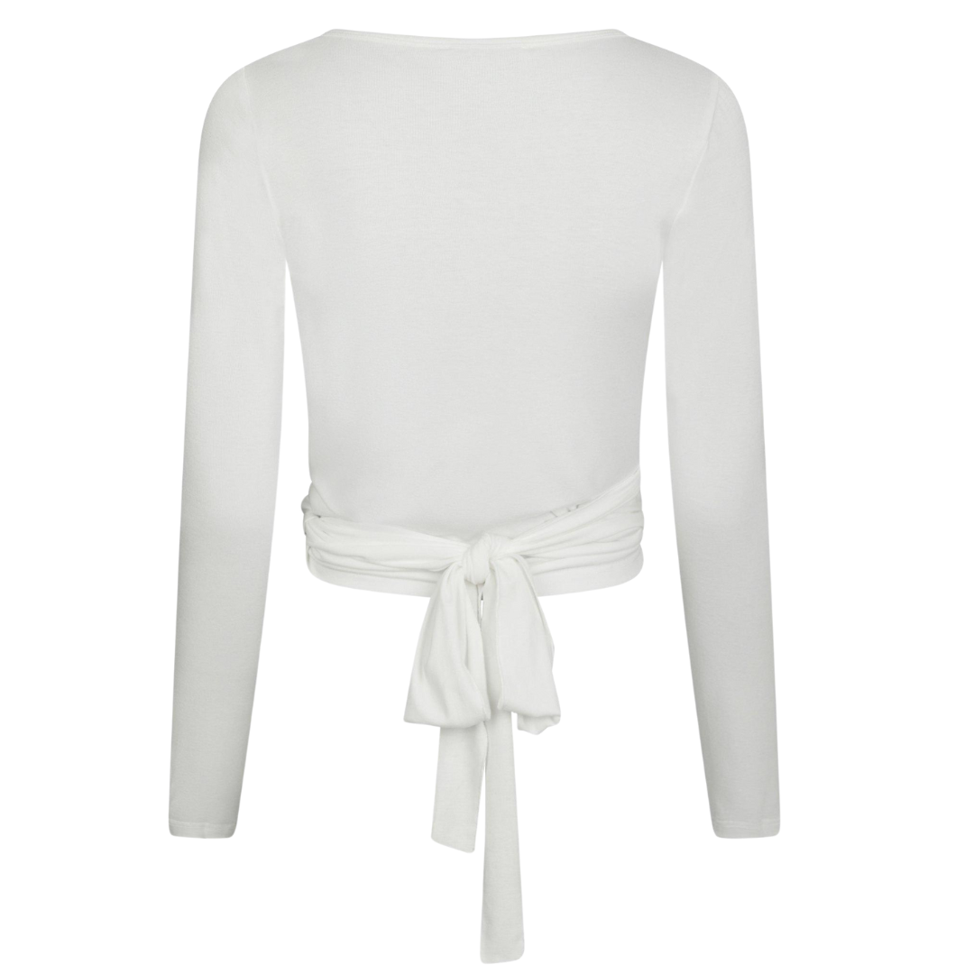 Neo Noir Nia Jersey Wrap Bluse White Online salg