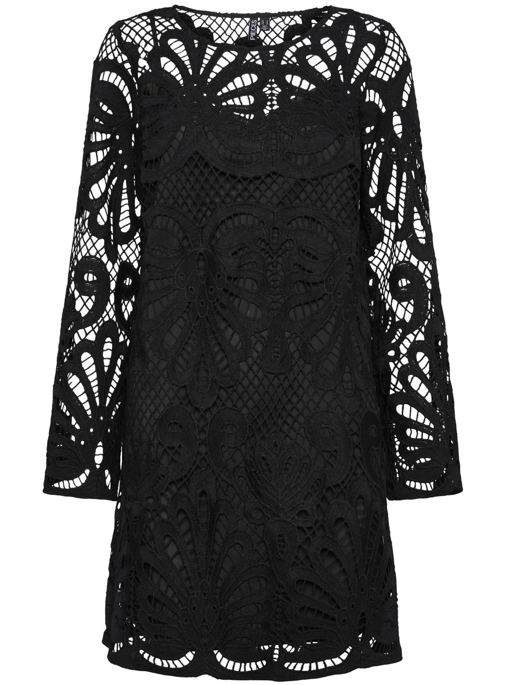 Pieces Lykke LS Lace Kjole Black