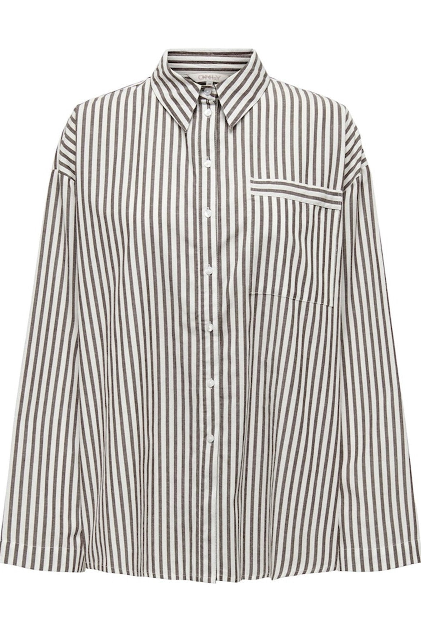 Saga Stribet Skjorte - Brun Mode