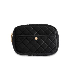 Fan Palm Medium Beauty Bag Black Velvet