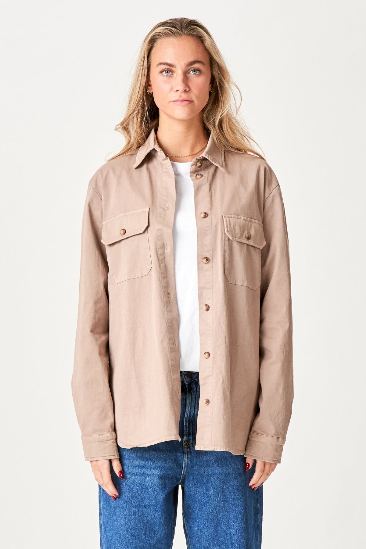 Amber Twill Skjorte - Khaki