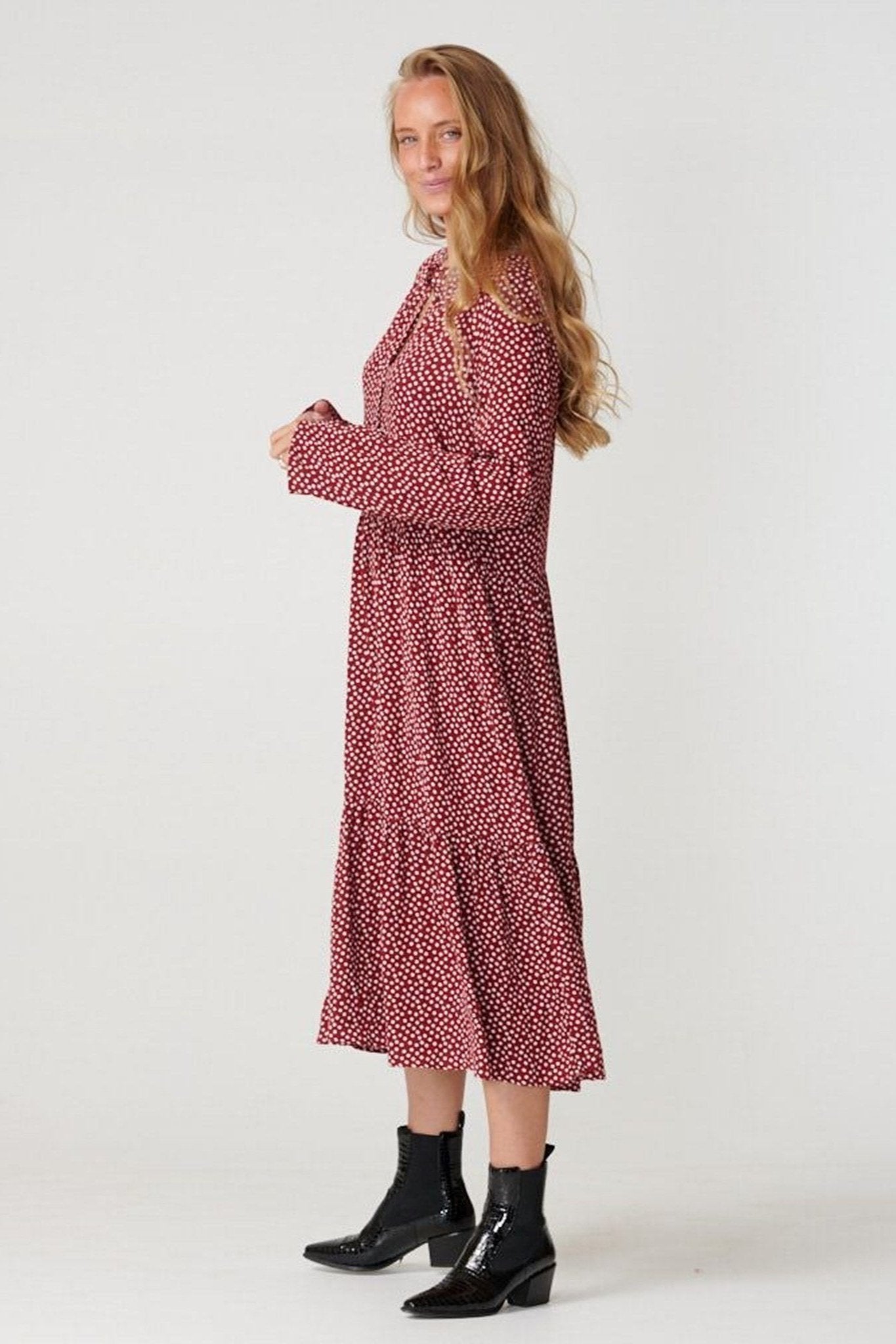 Anna langærmet kjole - Sundried Tomato