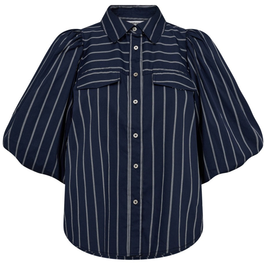 Co'Couture Sebi Stripe Puff Skjorte Navy