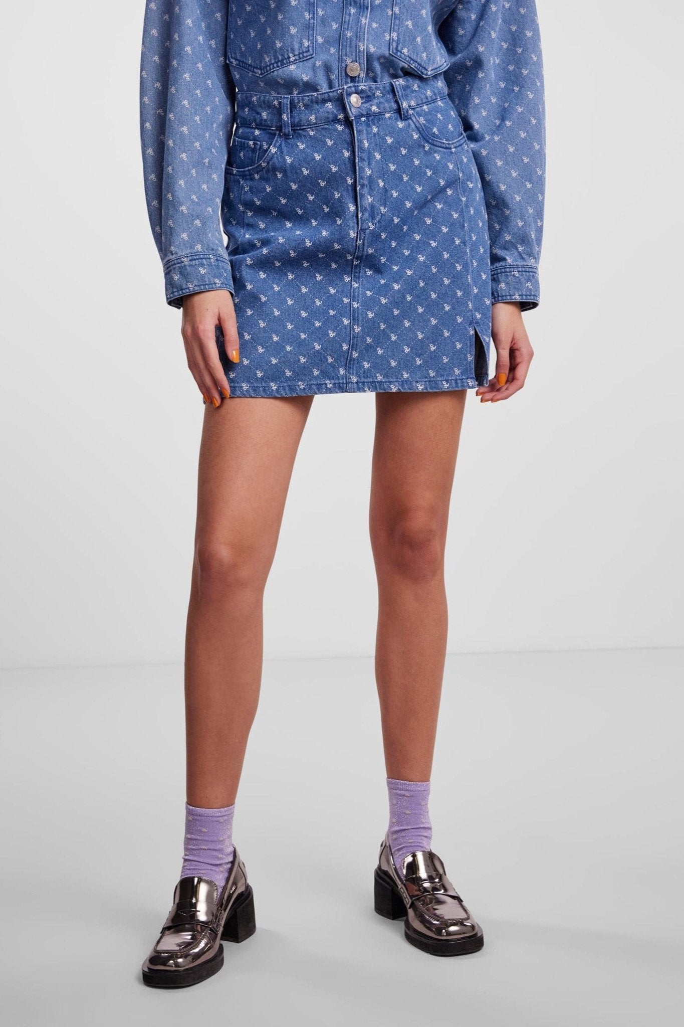 Nursel High-Waist Nederdel - Medium Blue Denim
