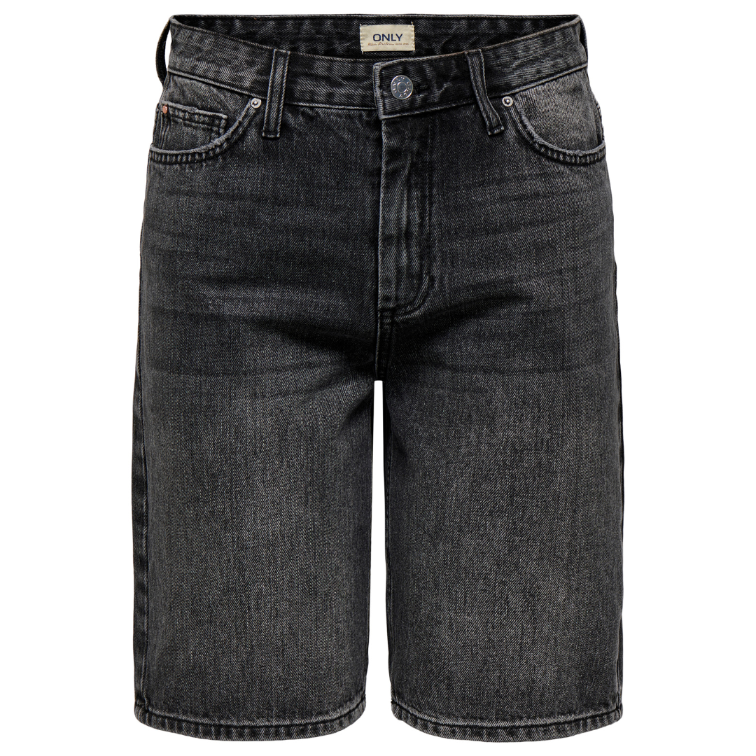 Only Sonny HW Wide Denim Shorts Washed Black NOS25