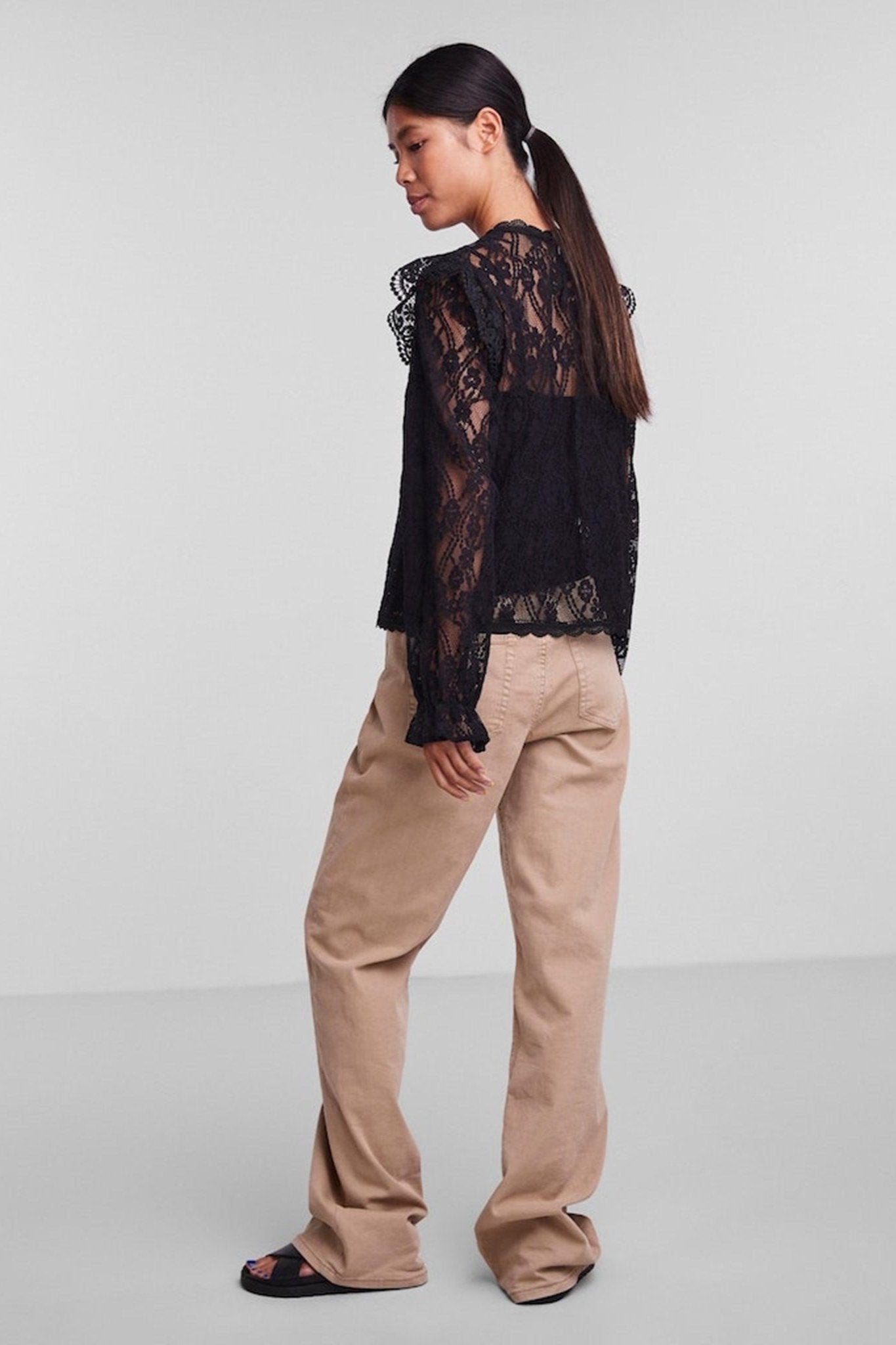Allie Lace Bluse - Sort Online