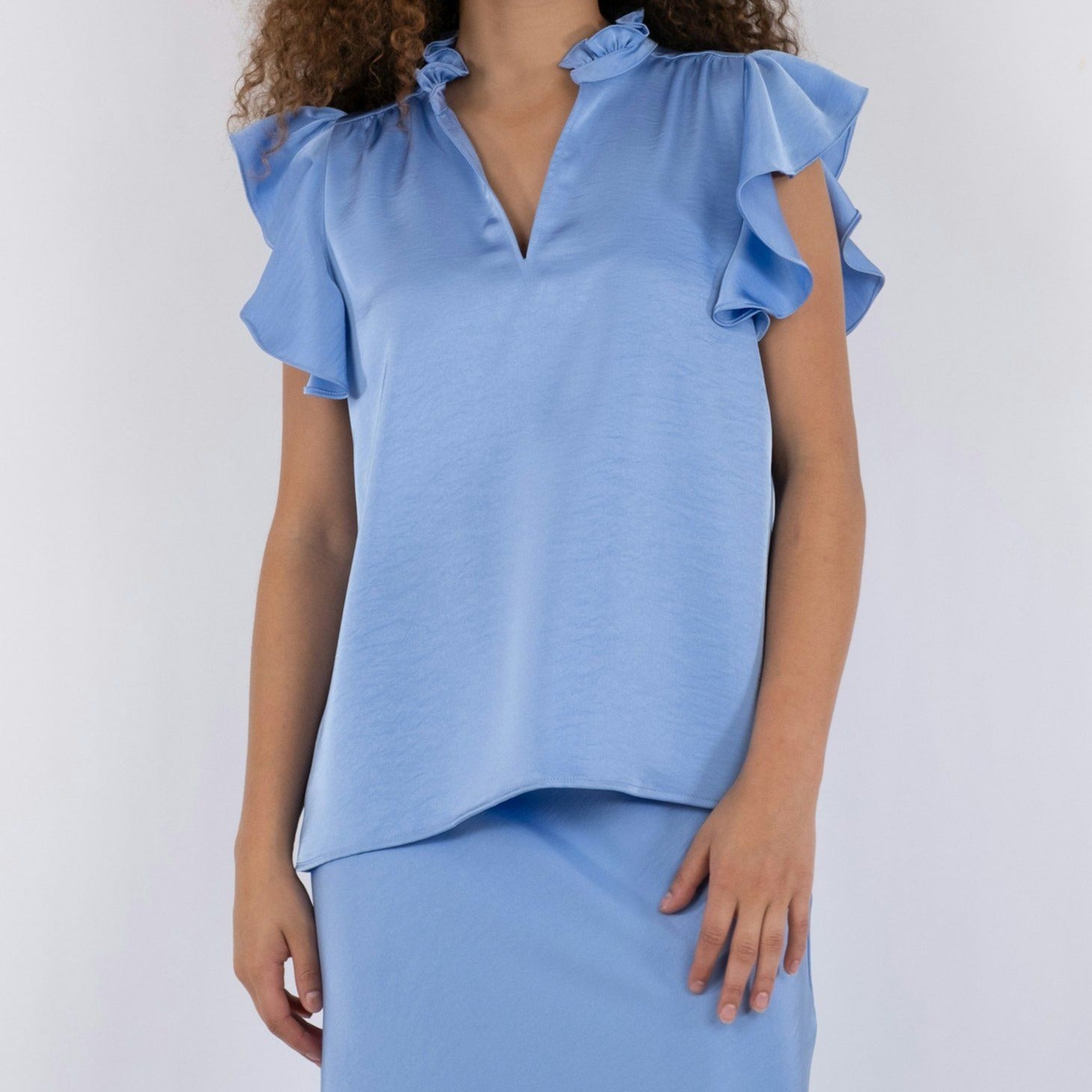 Neo Noir Stella Heavy Sateen Bluse Dusty Blue