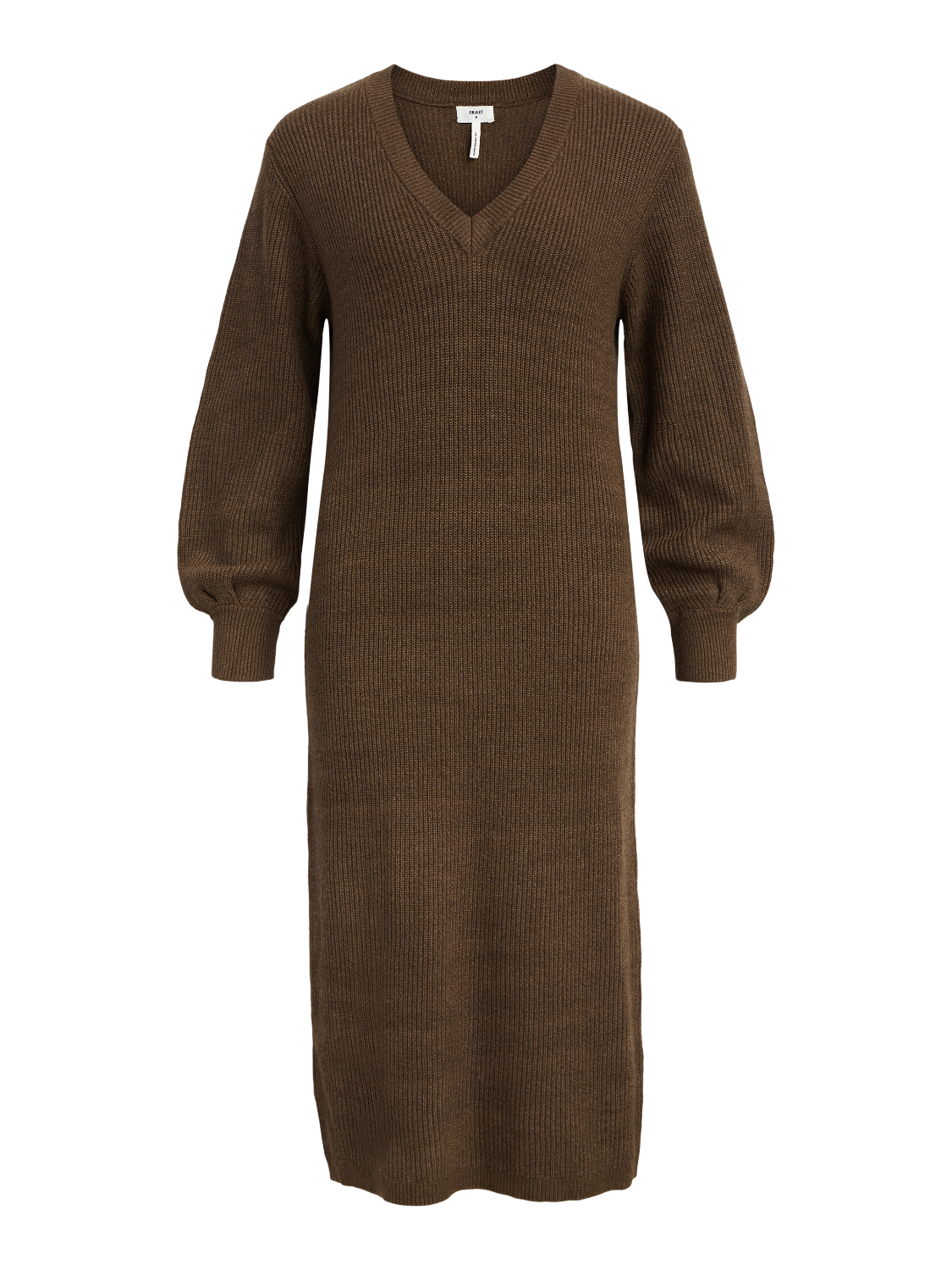 Object Malena L/S Knit Kjole Dark Earth NOA24