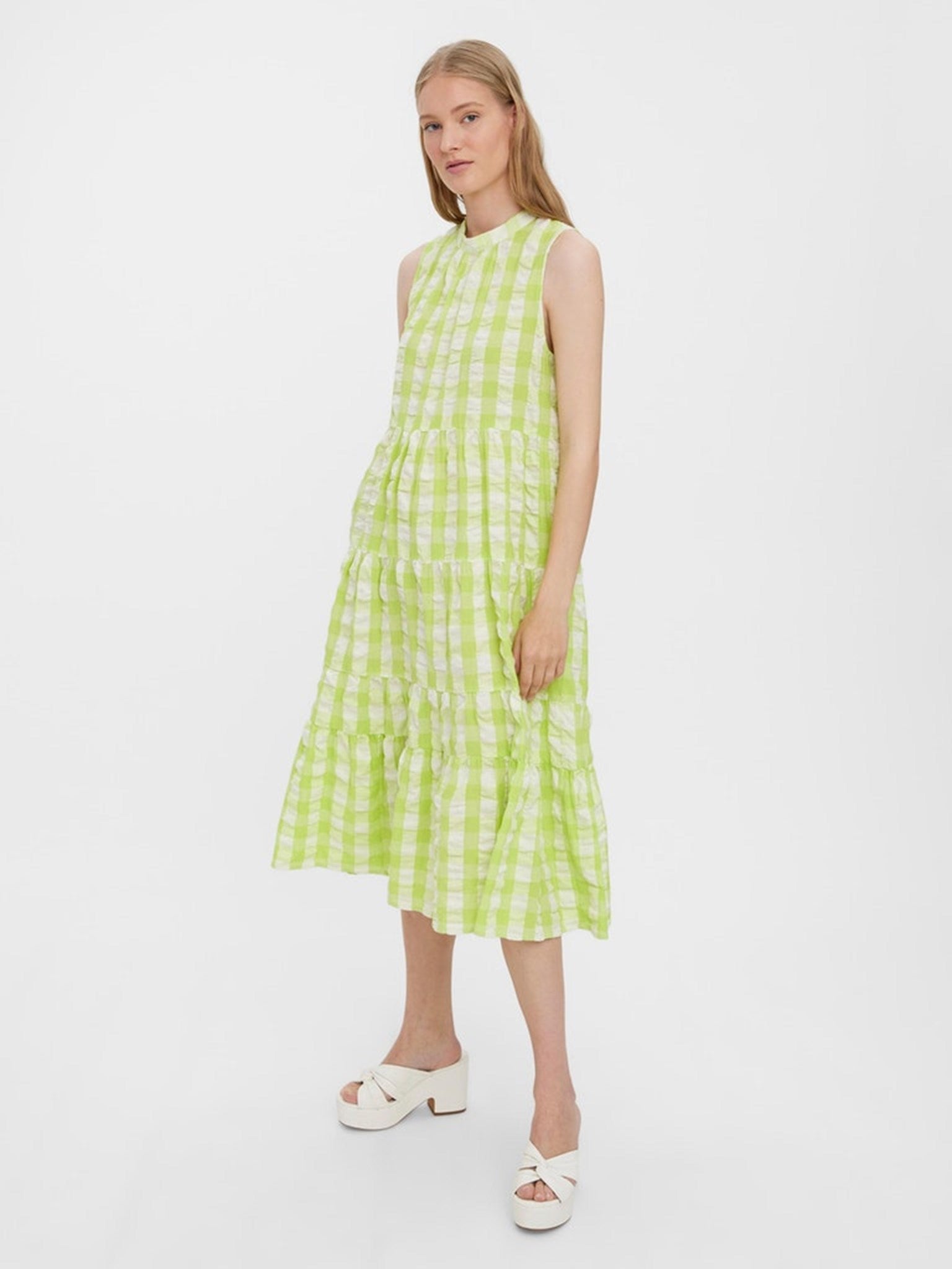 Sody Calf Highneck Kjole - Shadow Lime Levere