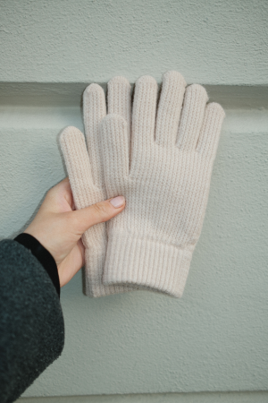 Strikkede Handsker - Beige