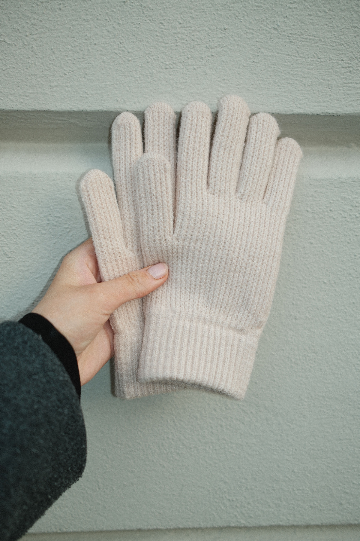 Strikkede Handsker - Beige