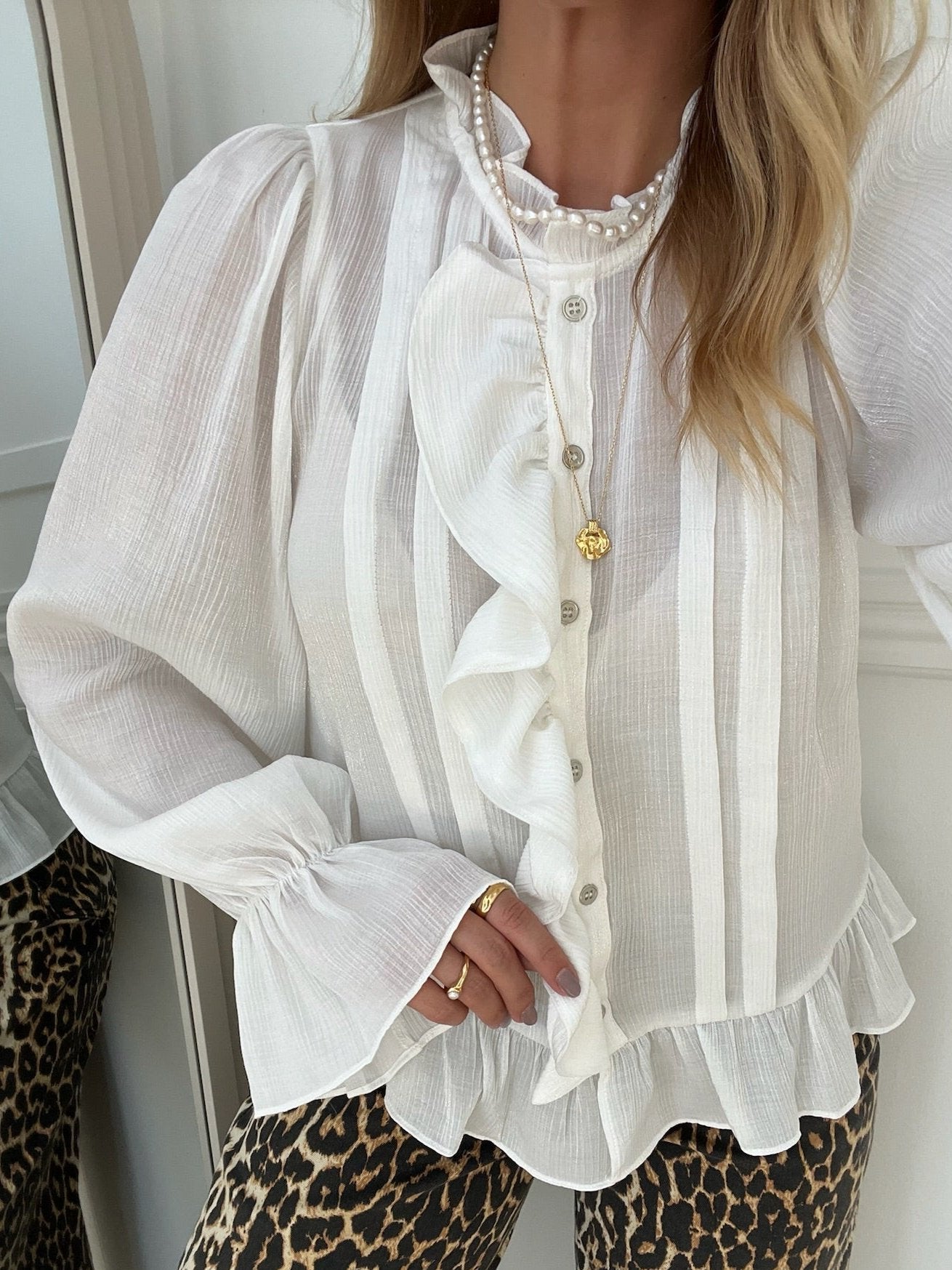 Co'Couture Melina Frill Skjorte White Online