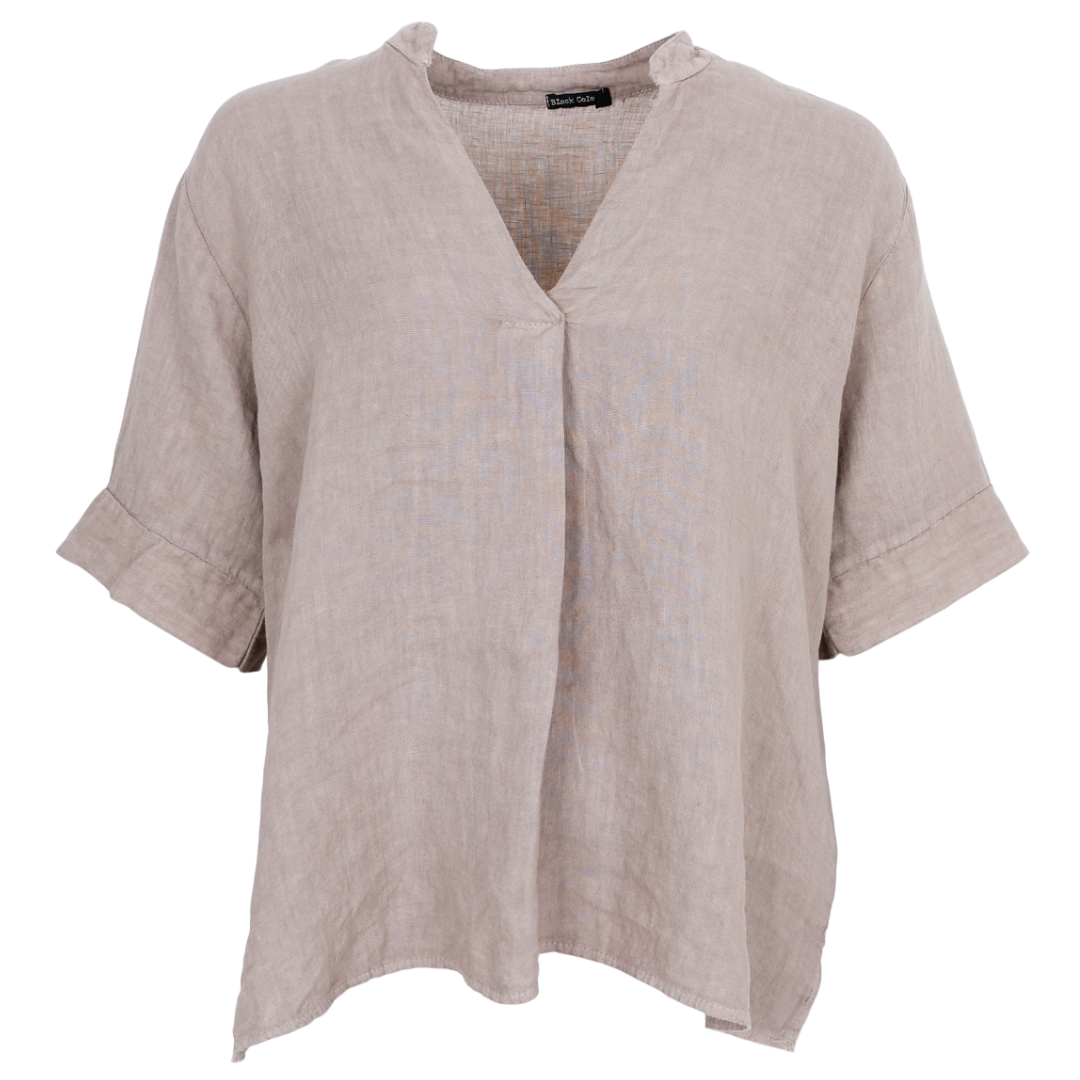 Black Colour Melina Linen SS Bluse Taupe