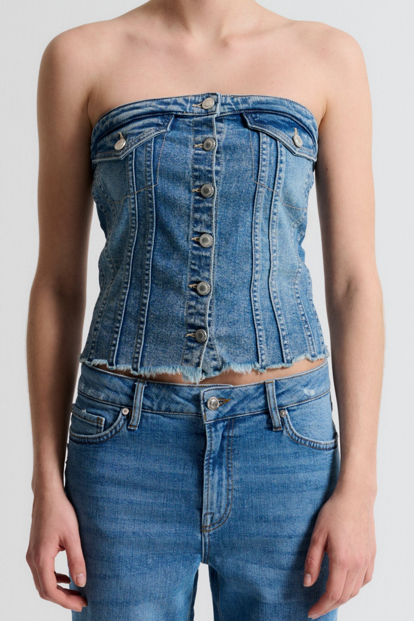 Ivy Copenhagen Janice Corsage Top Wash Lunel Denim Blue