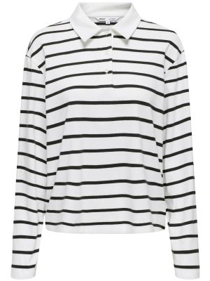 Only Sira LS Polo Bluse Chocolate Torte Stripes Online Hot Salg