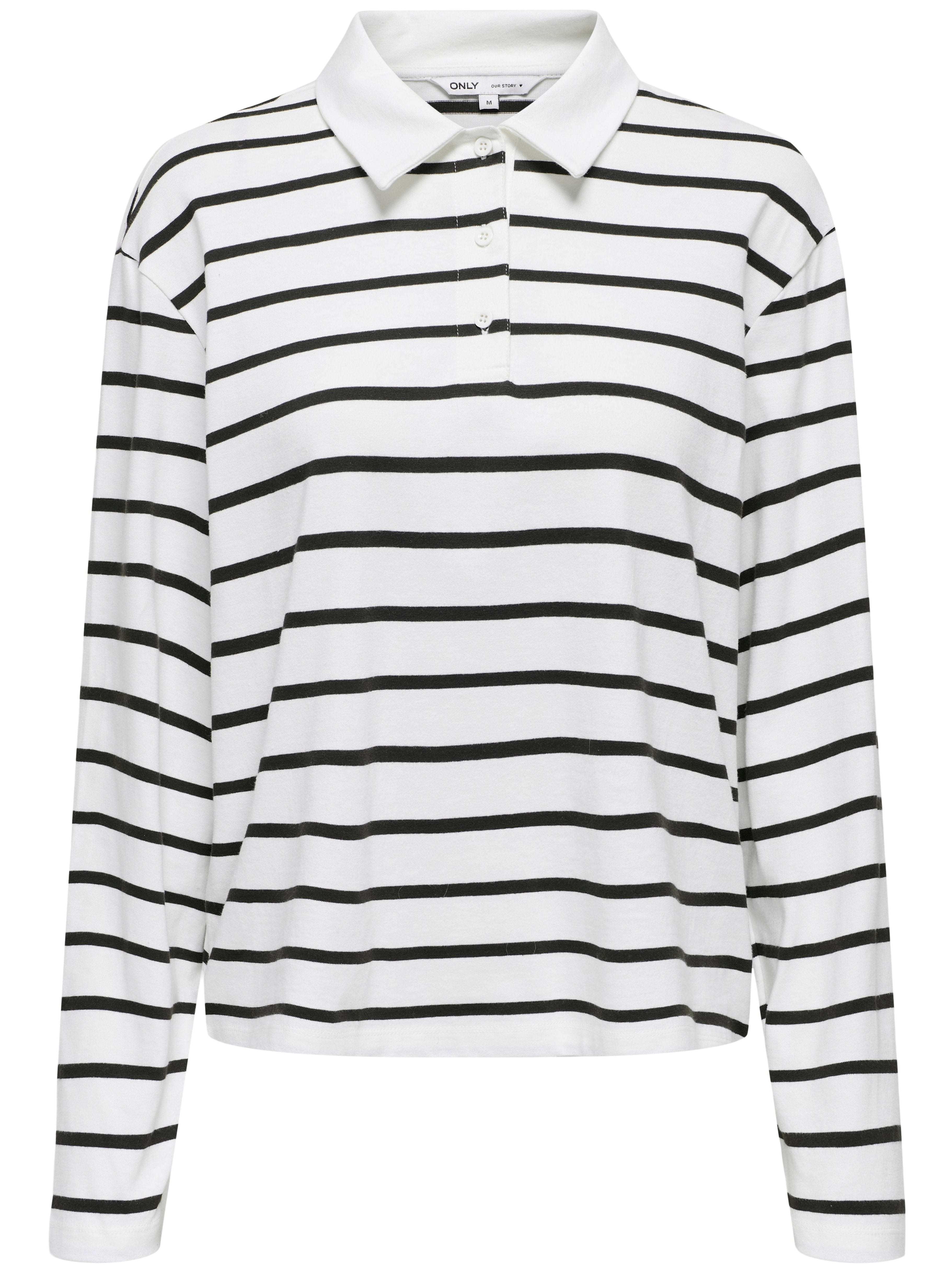 Only Sira LS Polo Bluse Chocolate Torte Stripes Online Hot Salg