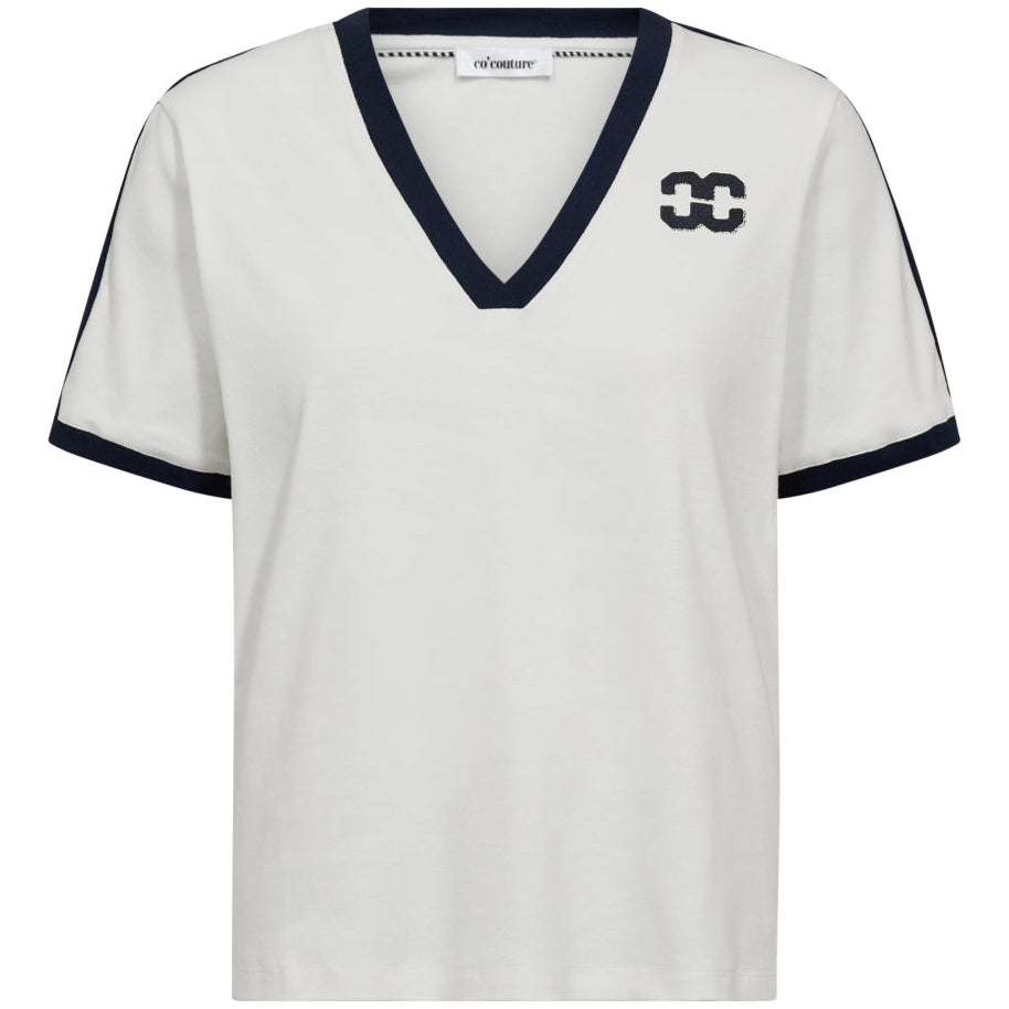 Co'Couture Edge Stripe V T-shirt Navy