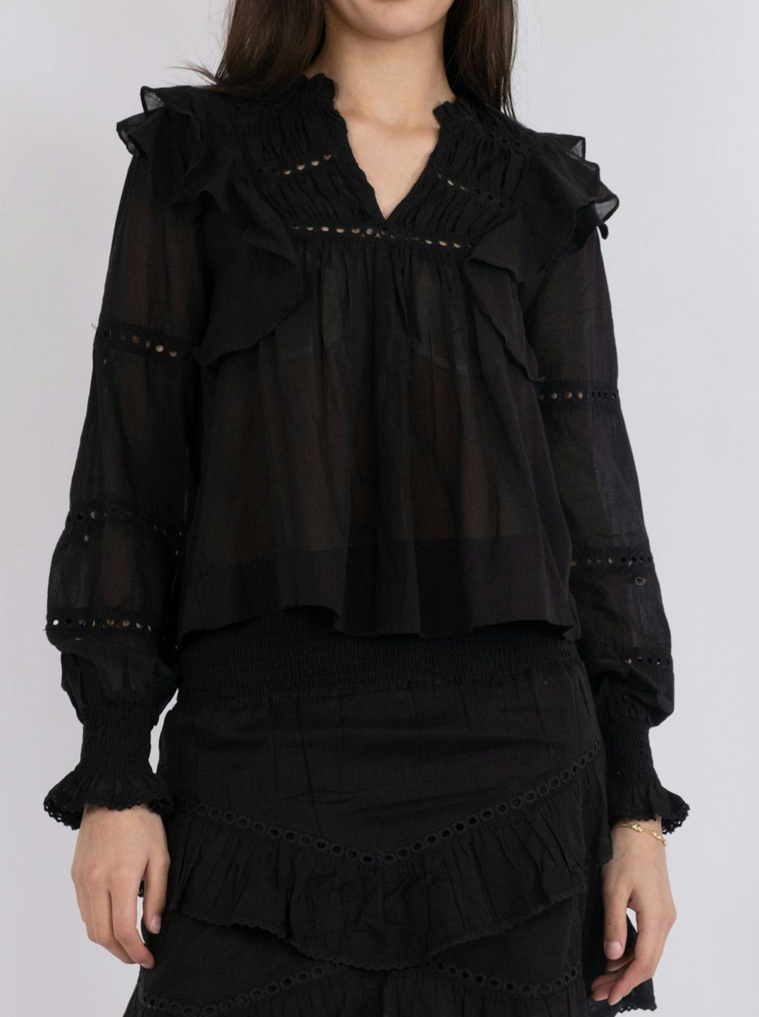 Neo Noir Aurika S Voile Bluse Black