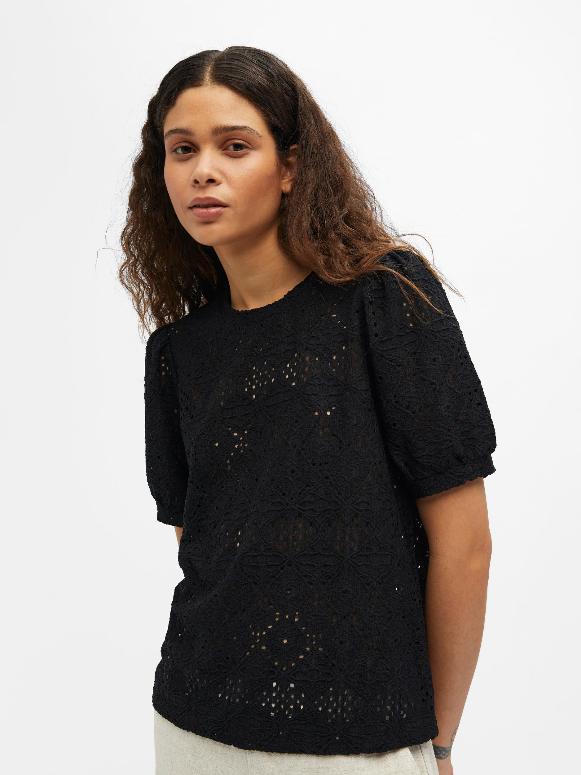 Object Feodora S/S Bluse Black Online nu
