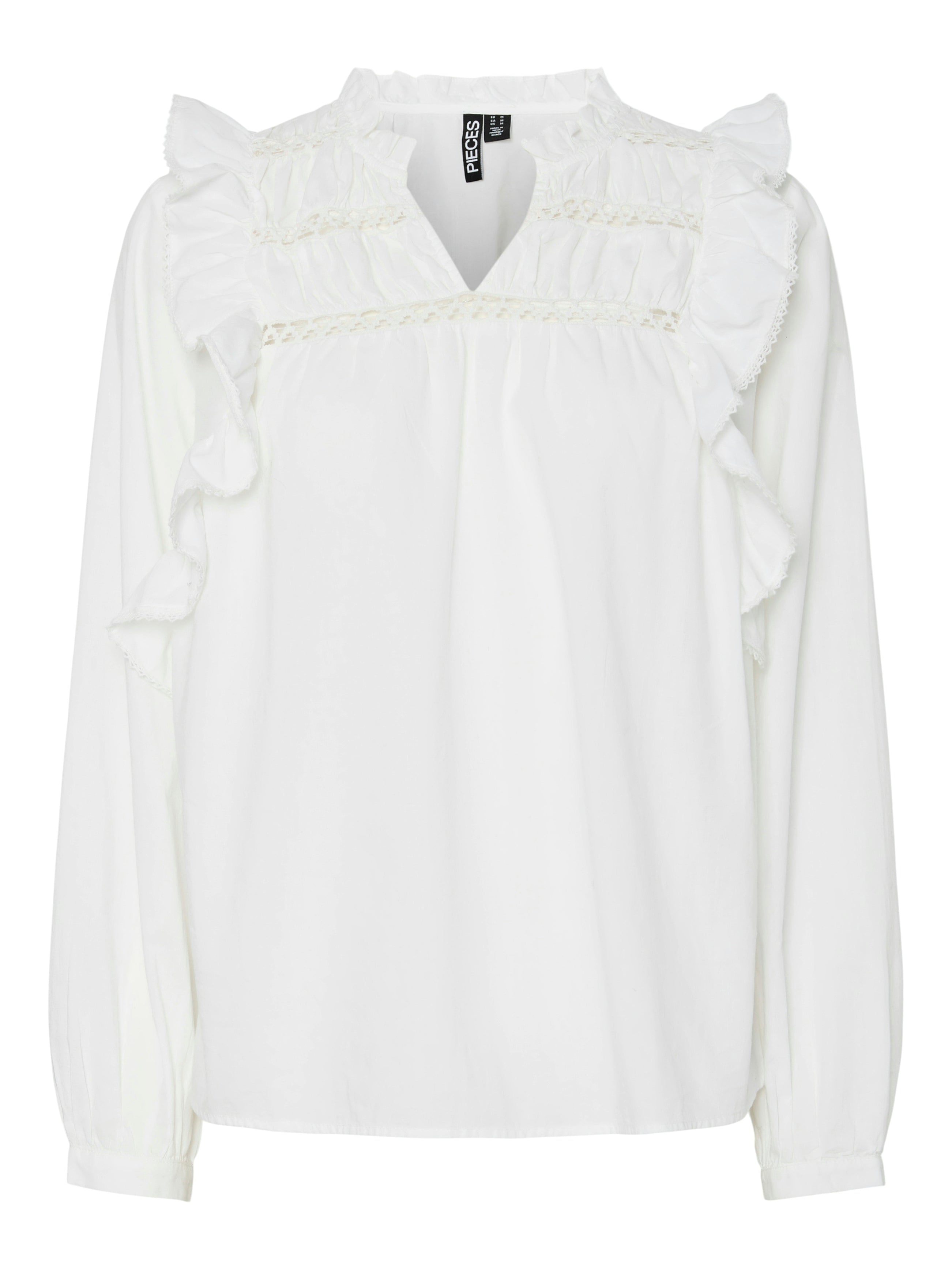 Pieces Makenna LS New Top Bright White Online salg