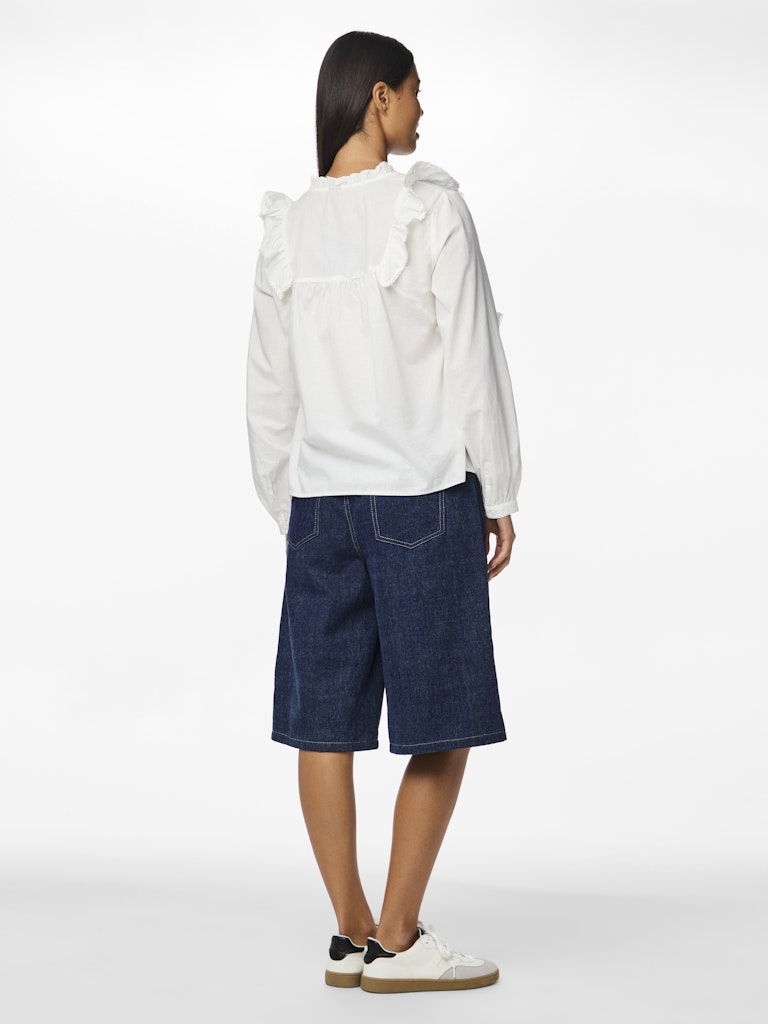 Pieces Makenna LS New Top Bright White Online salg