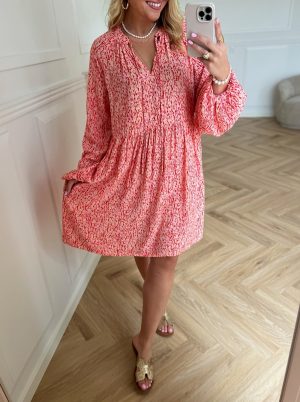 Pieces Maxine LS Kjole Pink Sand Grafic