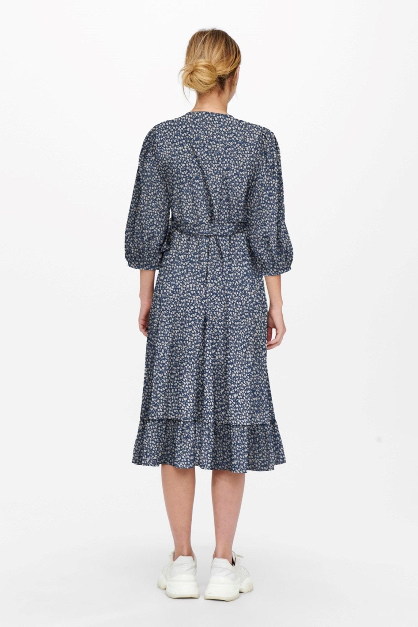 Olivia 3/4 Wrap Midi Dress - Blue Mirage