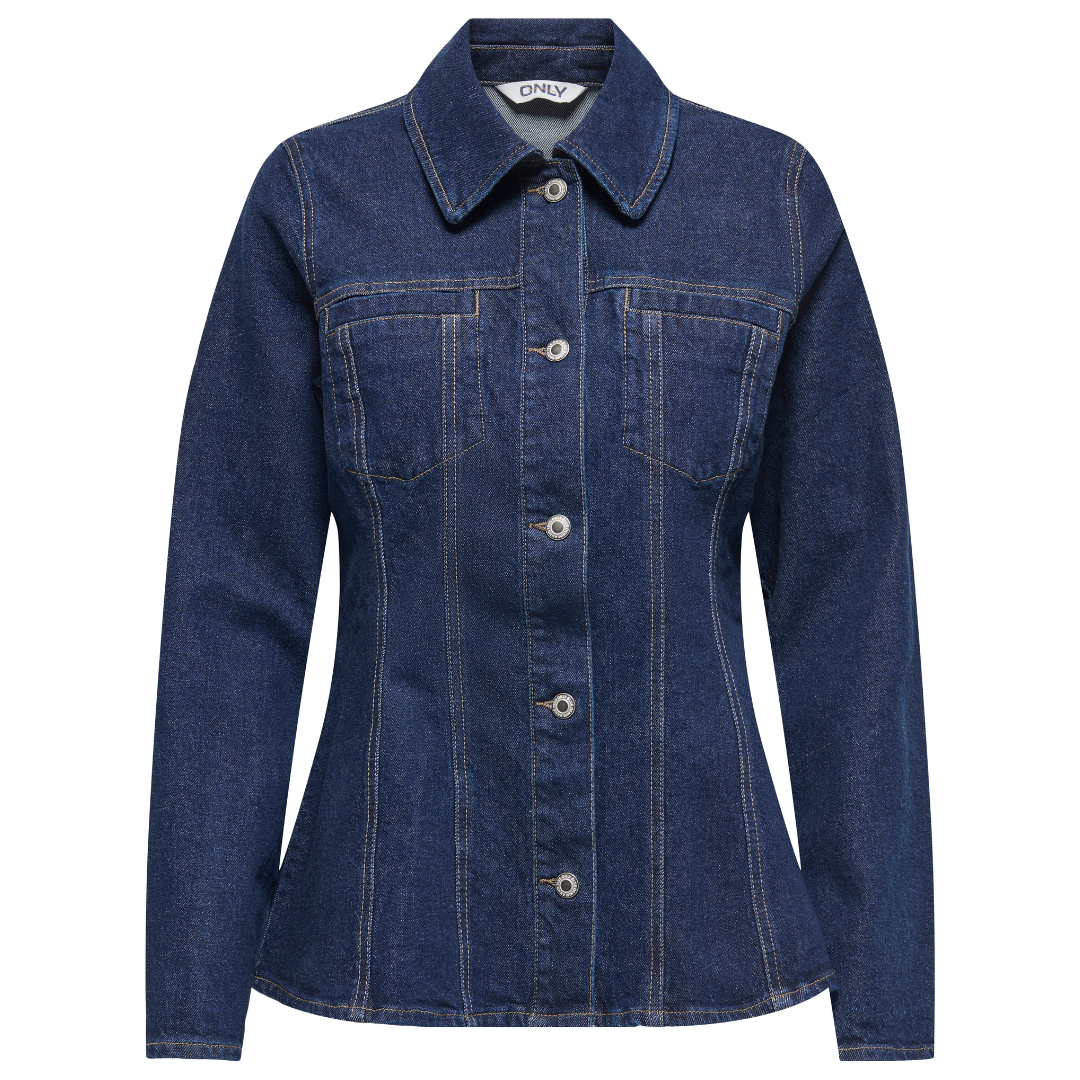 Only Elle LS Fitted Denimjakke Dark Blue Denim NOS25
